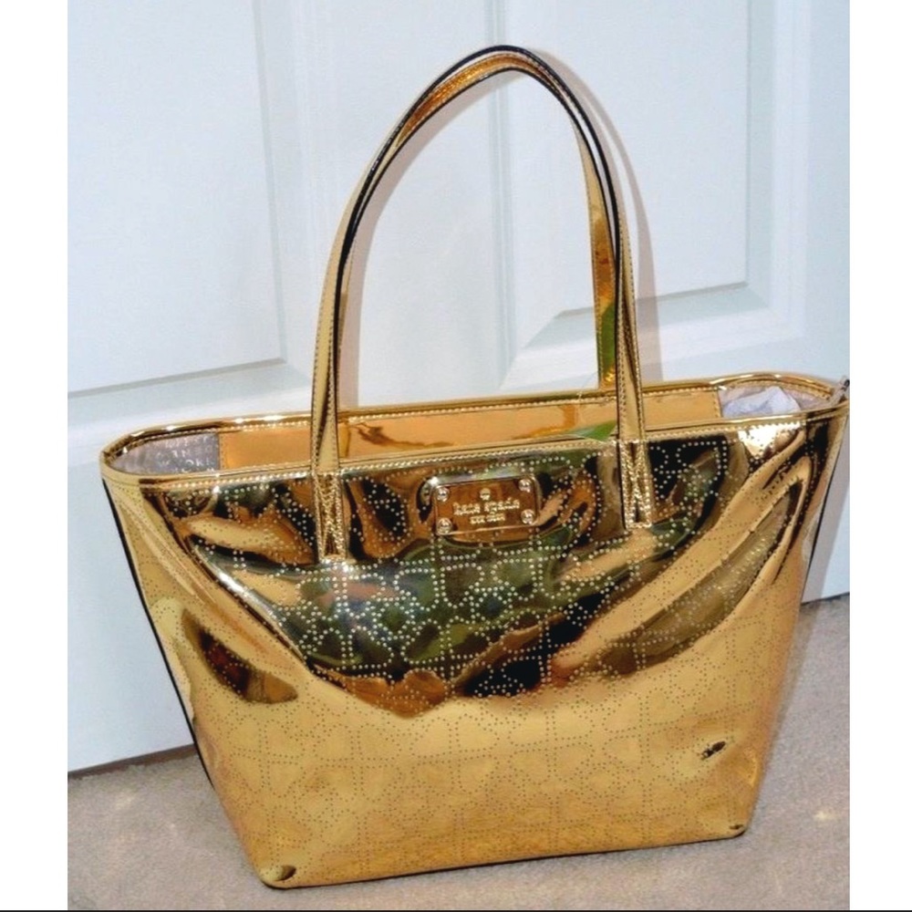 Kate Spade ♠️ gold mirror tote